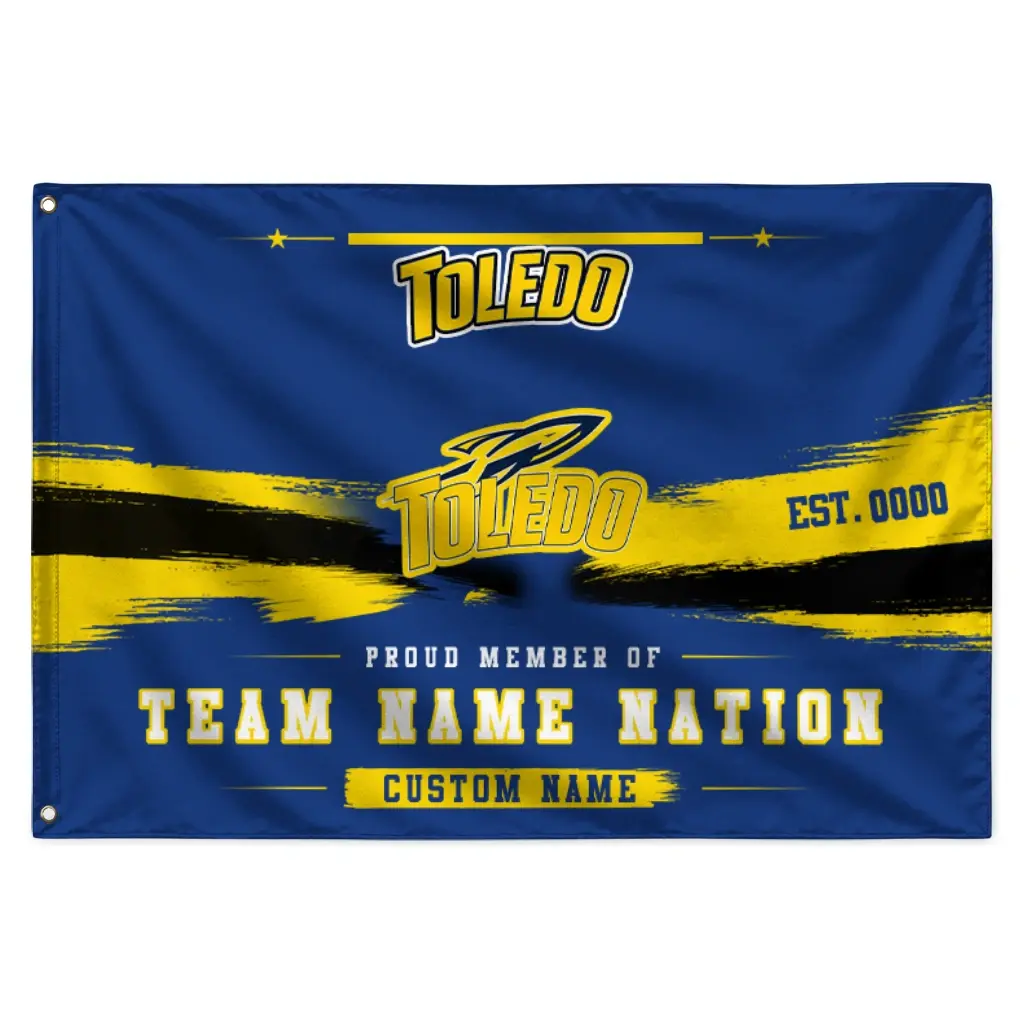 Toledo Rockets House Flag Customized Brushed Streaks Blue Best Selling Toledo Rockets House Flag Customized Brushed Streaks Blue Best Selling
