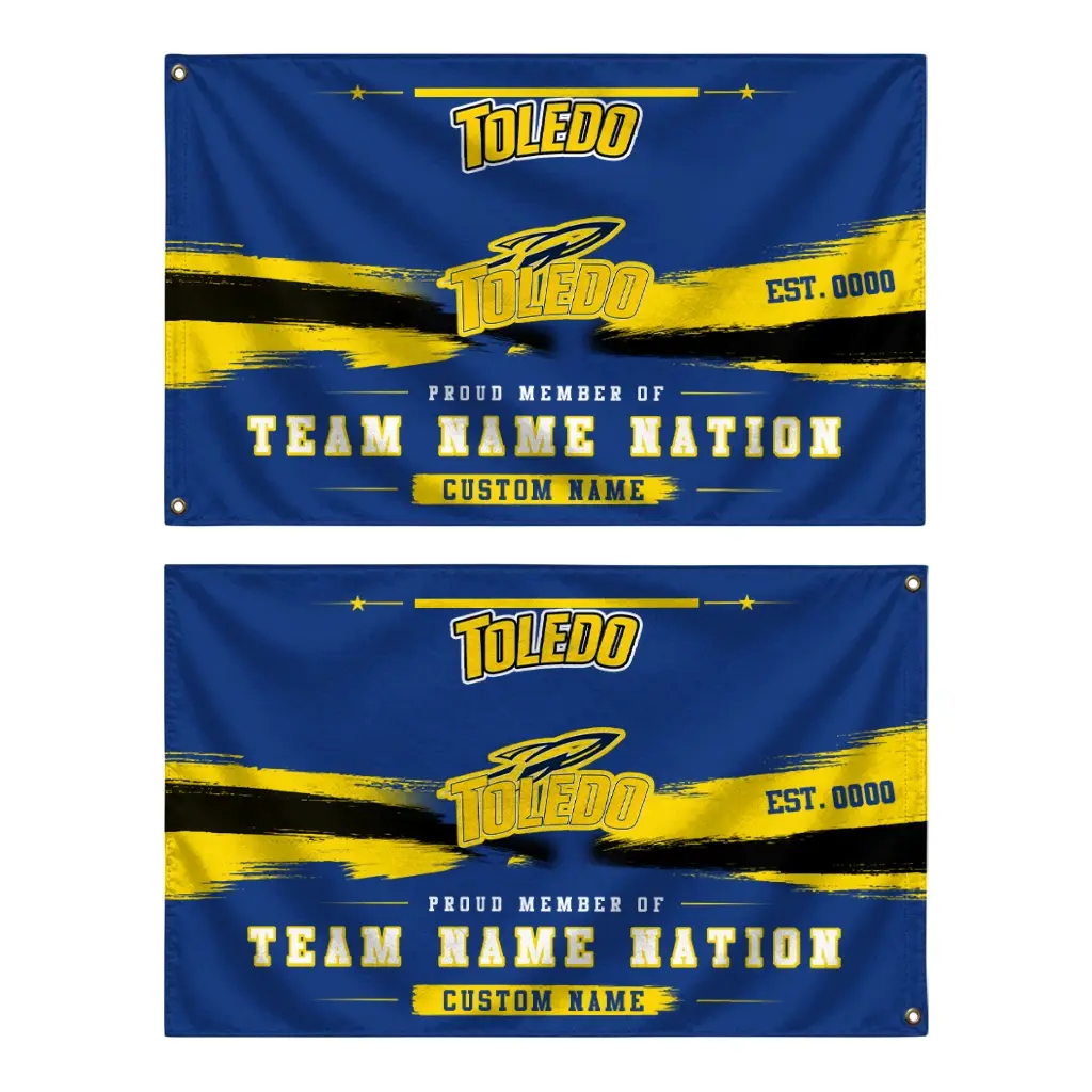 Toledo Rockets House Flag Customized Brushed Streaks Blue Fashion Forward Toledo Rockets House Flag Customized Brushed Streaks Blue Fashion Forward