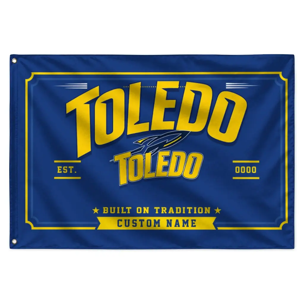 Toledo Rockets House Flag Customized Ornate Border Blue Best Selling Toledo Rockets House Flag Customized Ornate Border Blue Best Selling