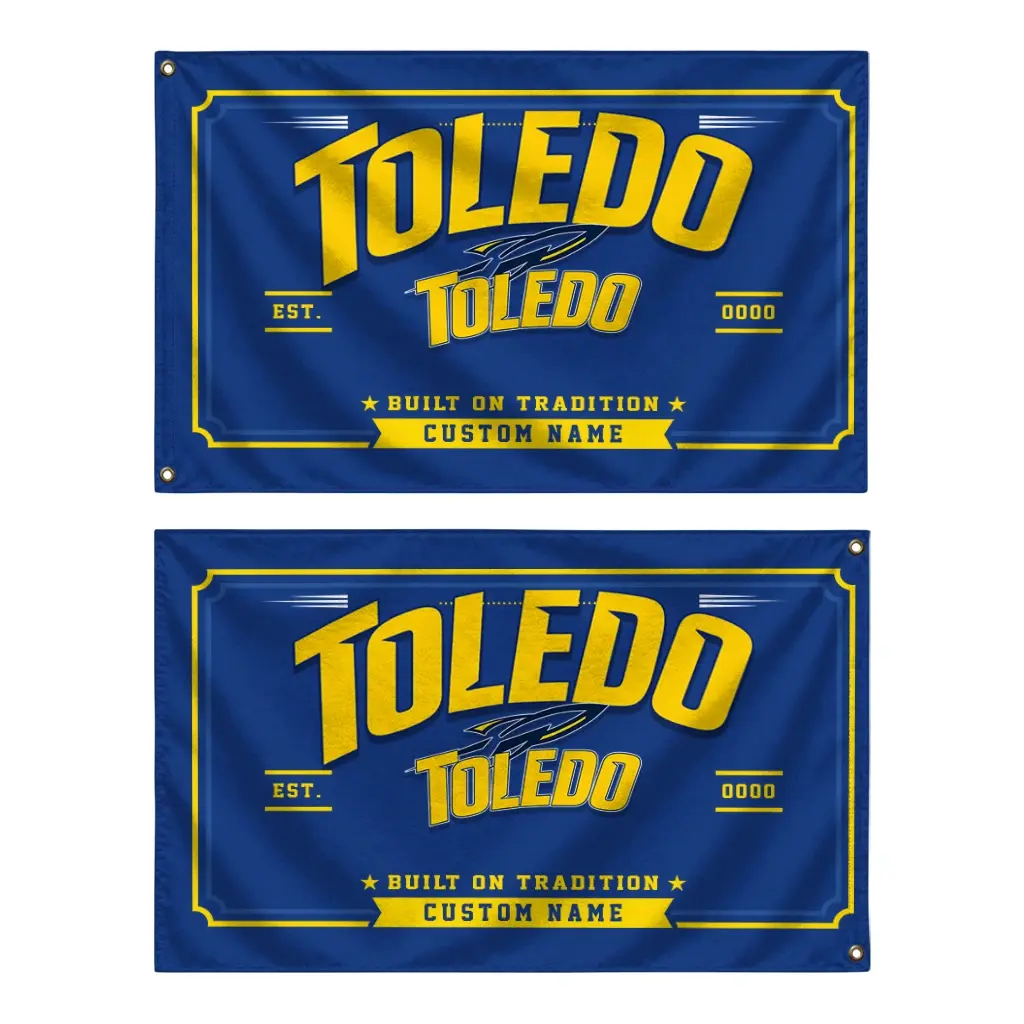 Toledo Rockets House Flag Customized Ornate Border Blue Fashion Forward Toledo Rockets House Flag Customized Ornate Border Blue Fashion Forward