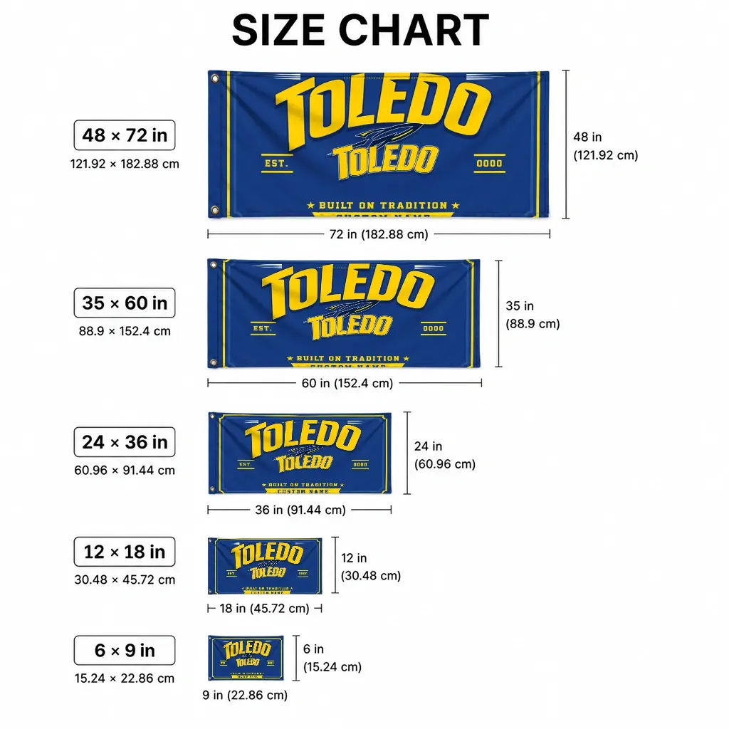Toledo Rockets House Flag Customized Ornate Border Blue High Quality Toledo Rockets House Flag Customized Ornate Border Blue High Quality
