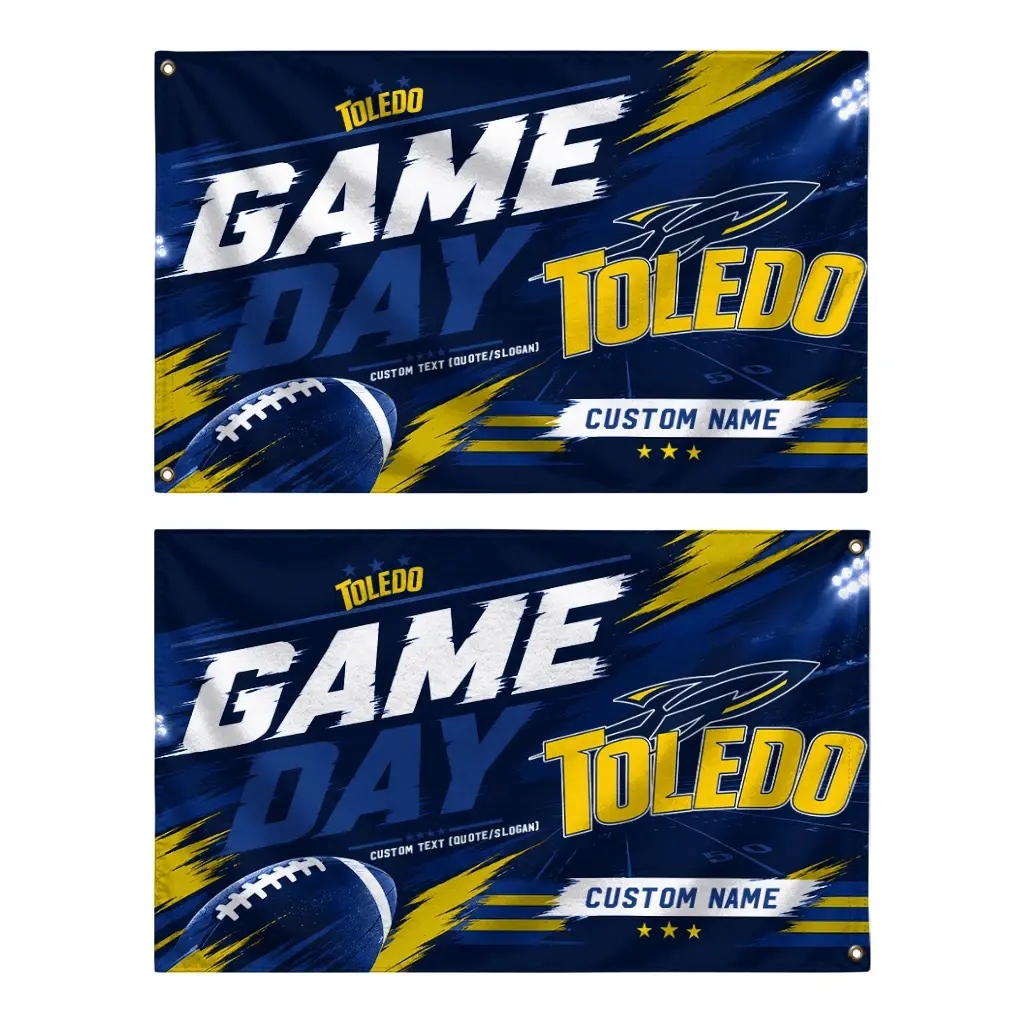 Toledo Rockets House Flag Personalized Action Streaks Blue Fashion Forward Toledo Rockets House Flag Personalized Action Streaks Blue Fashion Forward