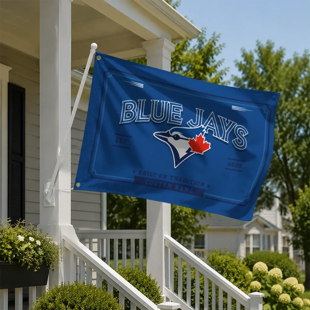 Toronto Blue Jays House Flag Custom Ornate Border Blue New Arrival Toronto Blue Jays House Flag Custom Ornate Border Blue New Arrival
