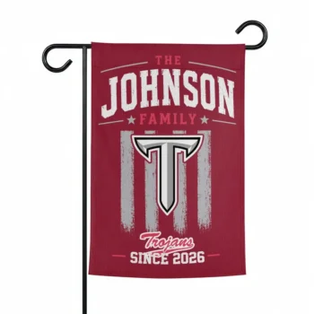 Troy Trojans Garden Flag Personalized Distressed Stripes Red Best Selling