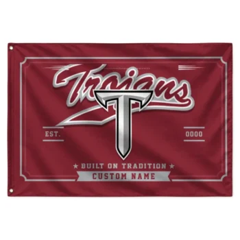 Troy Trojans House Flag Custom Ornate Border Red Best Selling