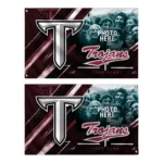 Troy Trojans House Flag Customized Diagonal Stripes Red Best Selling