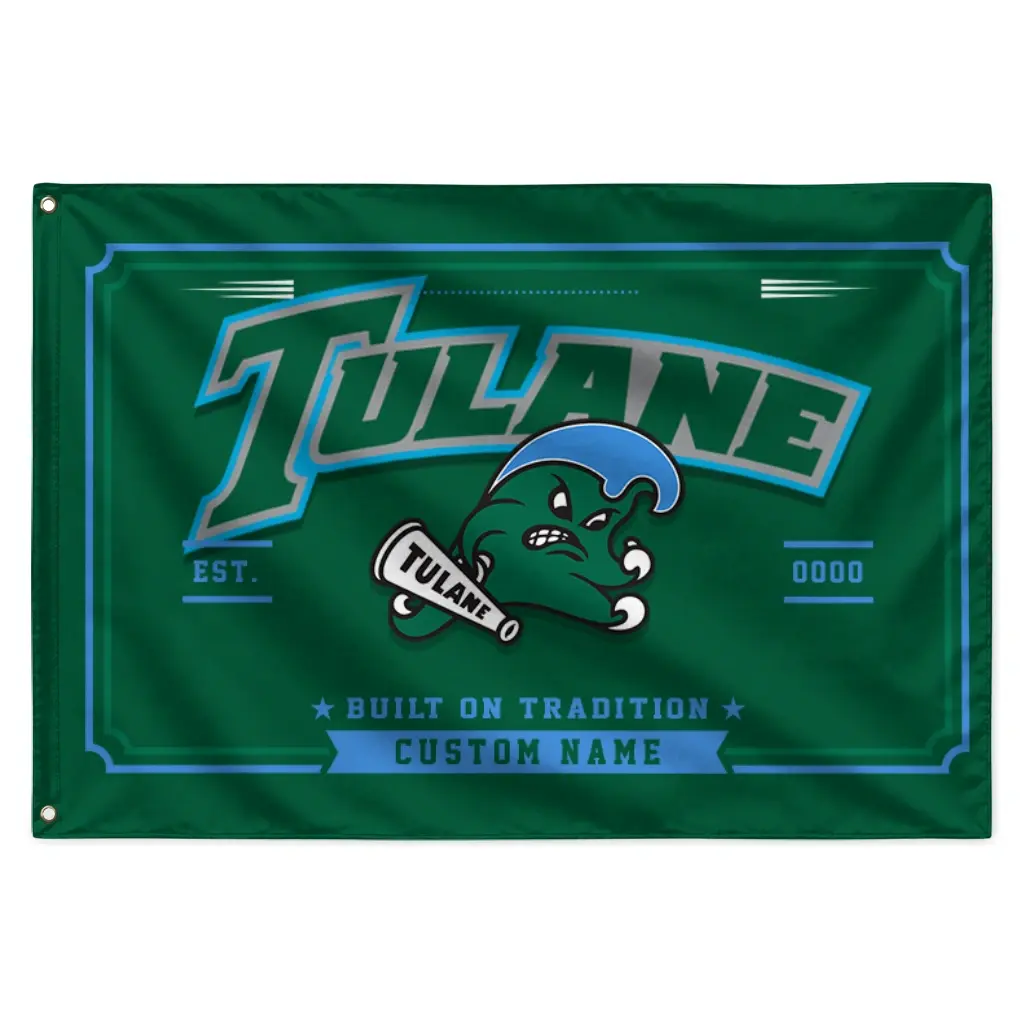 Tulane Green Wave House Flag Personalized Ornate Border Green Best Selling Tulane Green Wave House Flag Personalized Ornate Border Green Best Selling