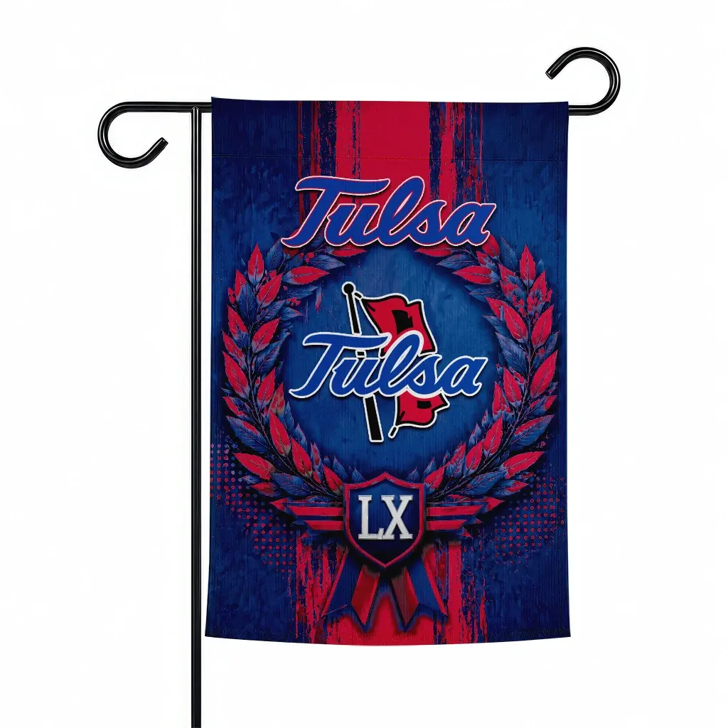 Tulsa Golden Hurricane Garden Flag Custom Laurel Wreath Blue Best Selling Tulsa Golden Hurricane Garden Flag Custom Laurel Wreath Blue Best Selling