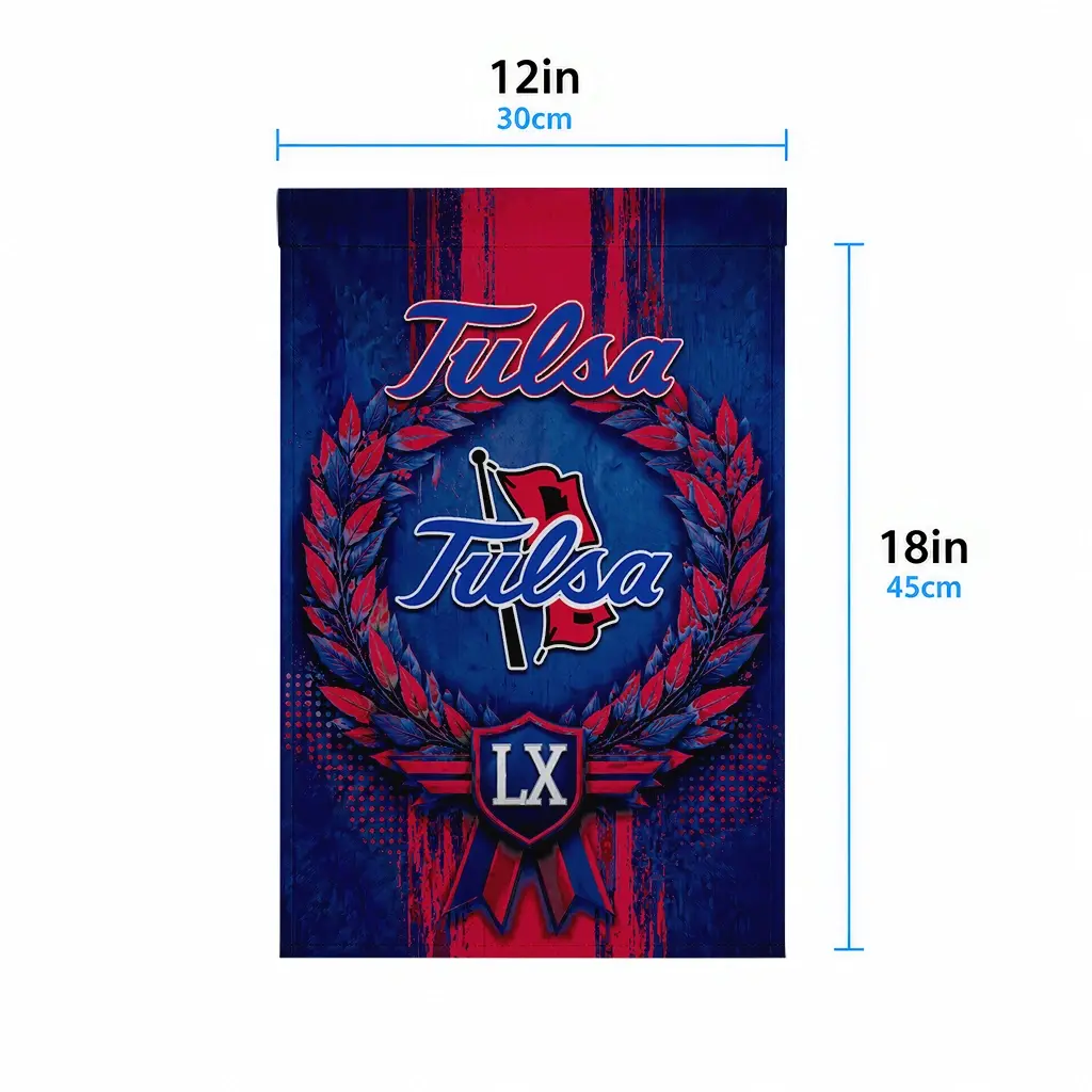 Tulsa Golden Hurricane Garden Flag Custom Laurel Wreath Blue High Quality Tulsa Golden Hurricane Garden Flag Custom Laurel Wreath Blue High Quality