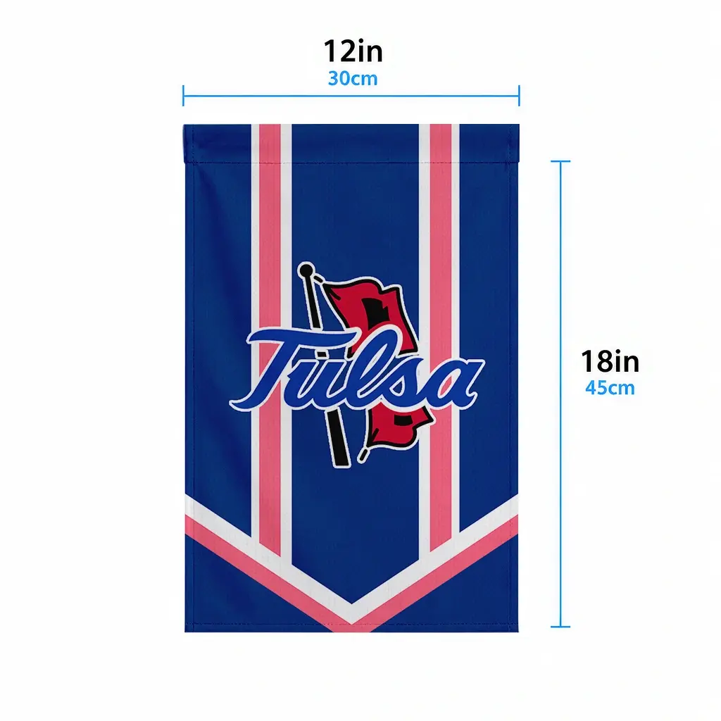 Tulsa Golden Hurricane Garden Flag Customized Chevron Stripes Blue High Quality Tulsa Golden Hurricane Garden Flag Customized Chevron Stripes Blue High Quality