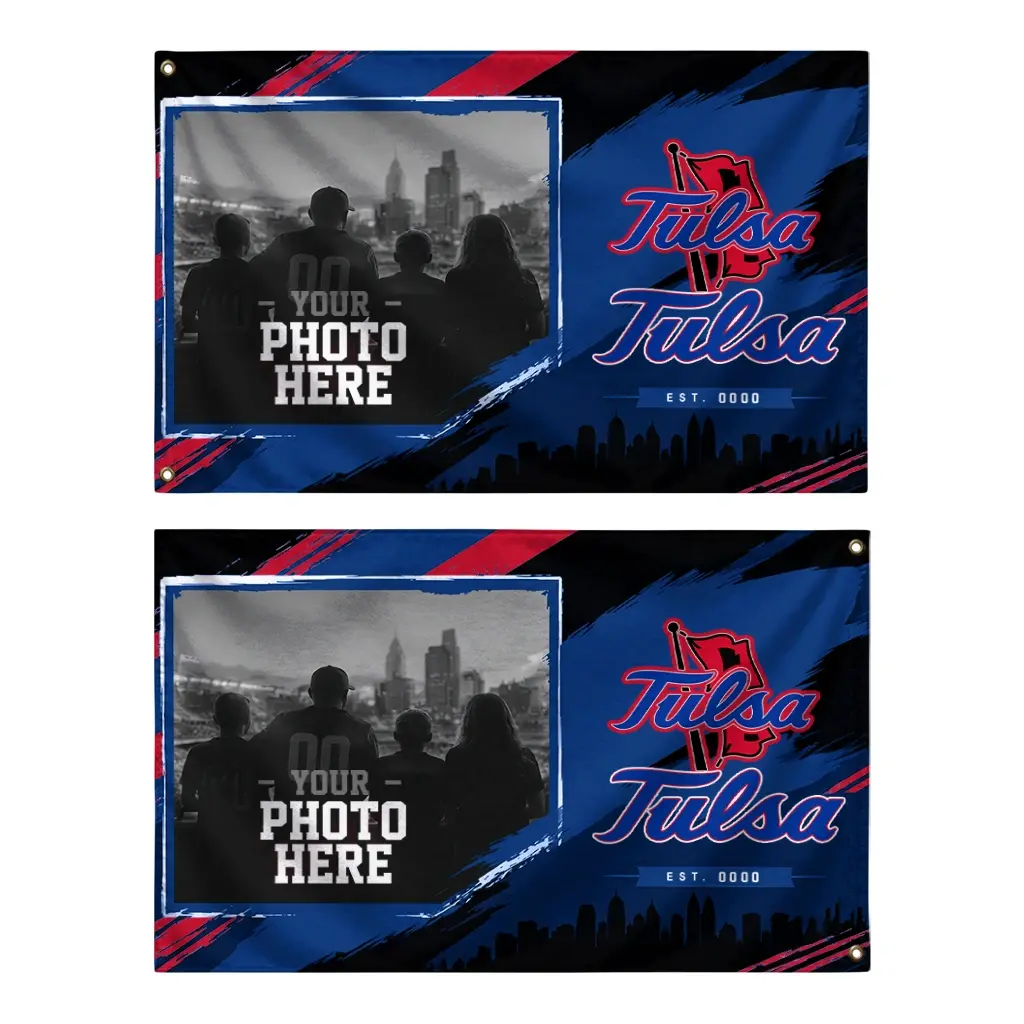 Tulsa Golden Hurricane House Flag Custom Framed Photo Blue Black Fashion Forward Tulsa Golden Hurricane House Flag Custom Framed Photo Blue Black Fashion Forward