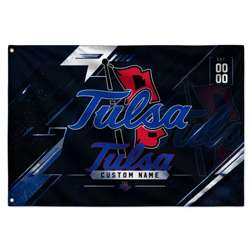 Tulsa Golden Hurricane House Flag Custom Speed Slashes Blue Best Selling Tulsa Golden Hurricane House Flag Custom Speed Slashes Blue Best Selling