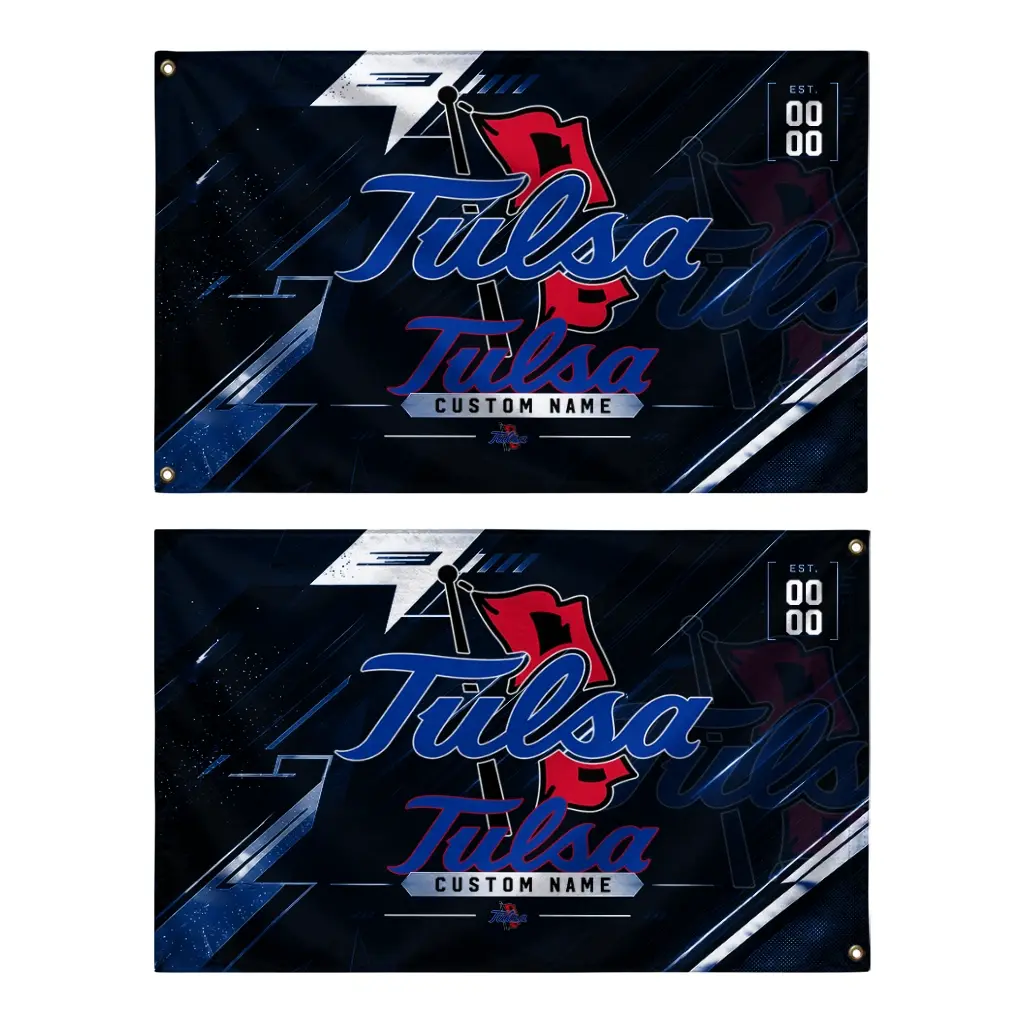 Tulsa Golden Hurricane House Flag Custom Speed Slashes Blue Fashion Forward Tulsa Golden Hurricane House Flag Custom Speed Slashes Blue Fashion Forward