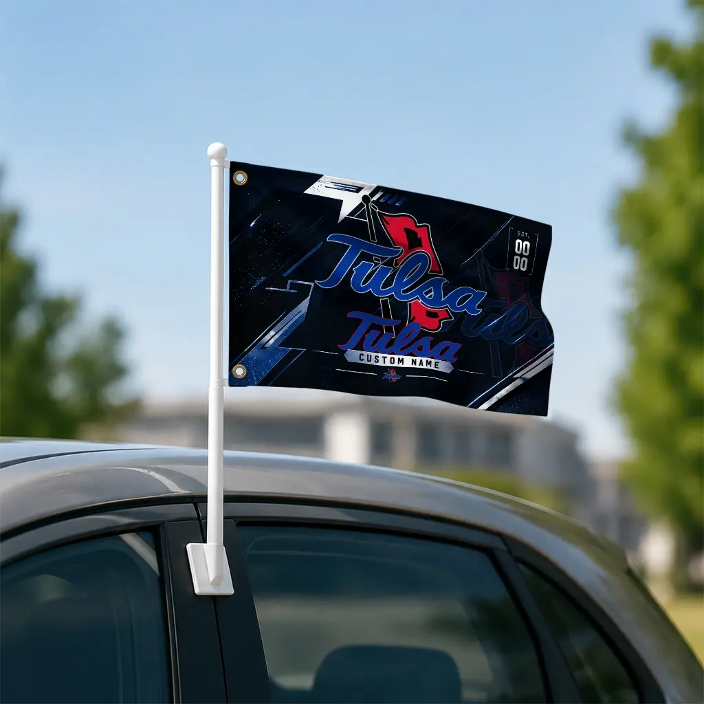 Tulsa Golden Hurricane House Flag Custom Speed Slashes Blue Latest Model Tulsa Golden Hurricane House Flag Custom Speed Slashes Blue Latest Model