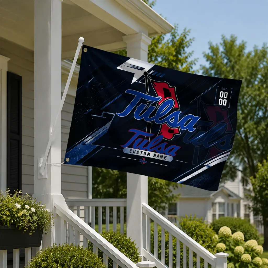 Tulsa Golden Hurricane House Flag Custom Speed Slashes Blue New Arrival Tulsa Golden Hurricane House Flag Custom Speed Slashes Blue New Arrival
