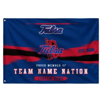 Tulsa Golden Hurricane House Flag Customized Brushed Streaks Blue Best Selling