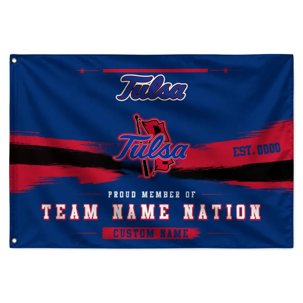 Tulsa Golden Hurricane House Flag Customized Brushed Streaks Blue Best Selling Tulsa Golden Hurricane House Flag Customized Brushed Streaks Blue Best Selling