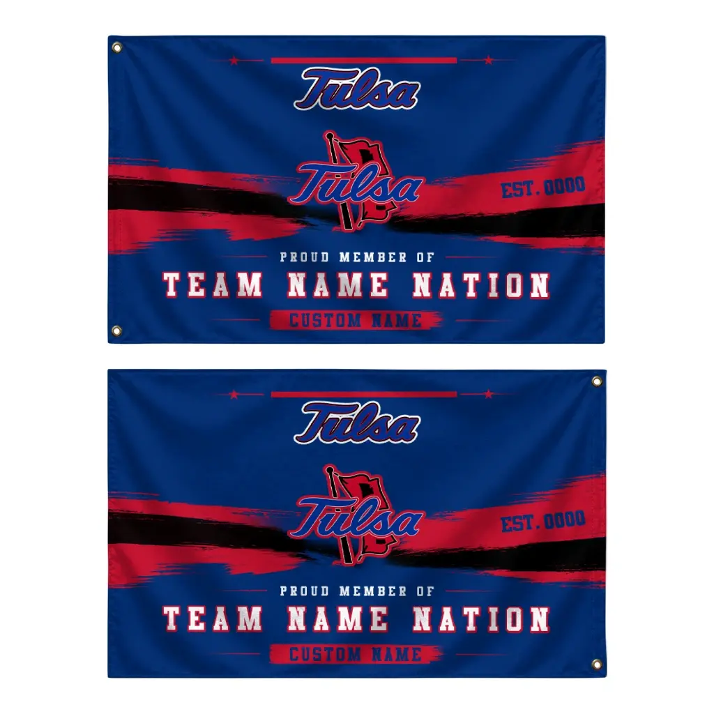 Tulsa Golden Hurricane House Flag Customized Brushed Streaks Blue Fashion Forward Tulsa Golden Hurricane House Flag Customized Brushed Streaks Blue Fashion Forward