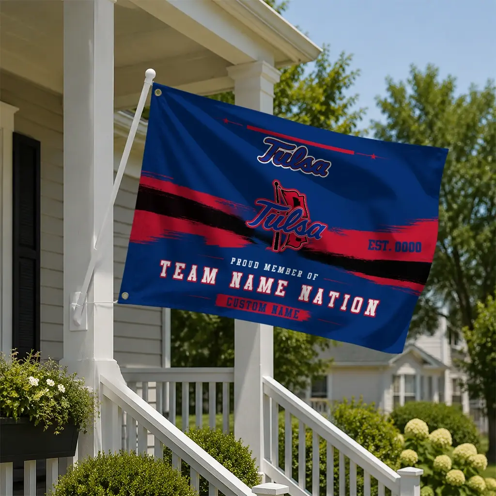 Tulsa Golden Hurricane House Flag Customized Brushed Streaks Blue New Arrival Tulsa Golden Hurricane House Flag Customized Brushed Streaks Blue New Arrival