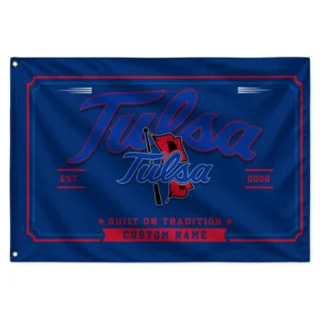 Tulsa Golden Hurricane House Flag Customized Ornate Border Blue Best Selling
