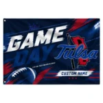 Tulsa Golden Hurricane House Flag Personalized Action Streaks Blue Best Selling