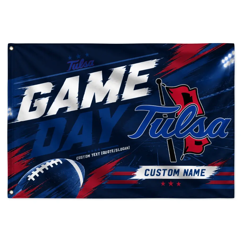 Tulsa Golden Hurricane House Flag Personalized Action Streaks Blue Best Selling Tulsa Golden Hurricane House Flag Personalized Action Streaks Blue Best Selling