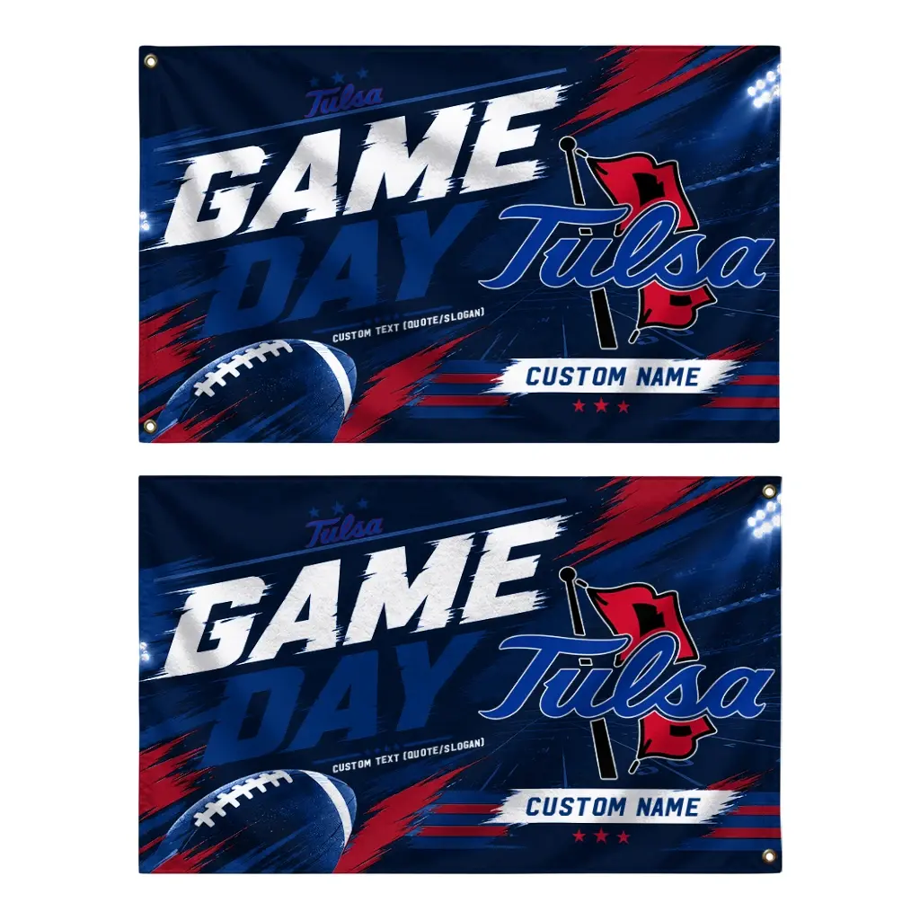 Tulsa Golden Hurricane House Flag Personalized Action Streaks Blue Fashion Forward Tulsa Golden Hurricane House Flag Personalized Action Streaks Blue Fashion Forward