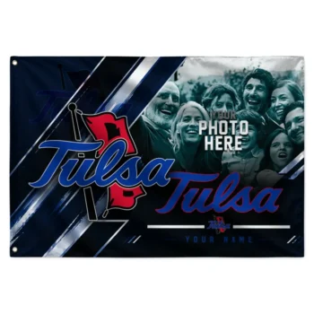 Tulsa Golden Hurricane House Flag Personalized Diagonal Stripes Blue Best Selling