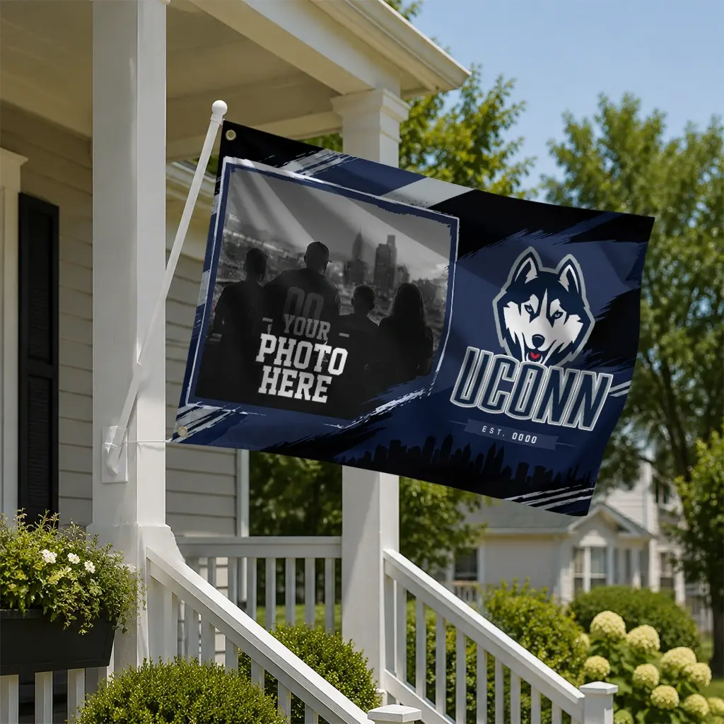 Uconn Huskies House Flag Custom Framed Photo Blue Black New Arrival Uconn Huskies House Flag Custom Framed Photo Blue Black New Arrival