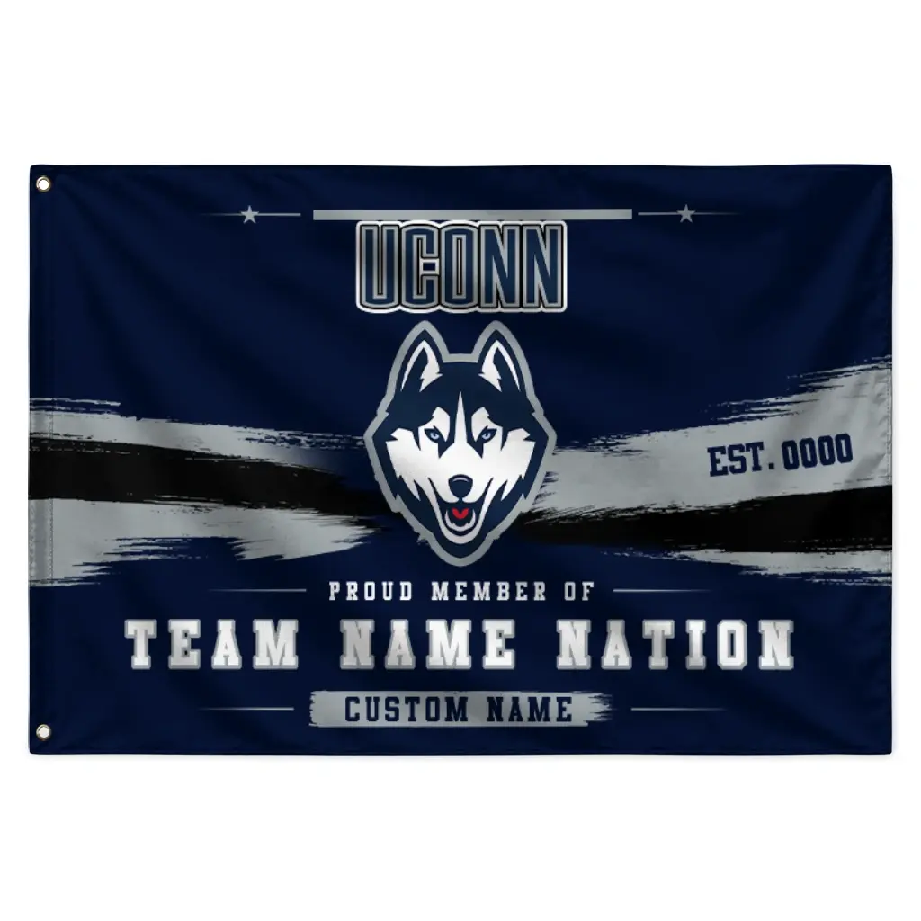 Uconn Huskies House Flag Customized Brushed Streaks Blue Best Selling Uconn Huskies House Flag Customized Brushed Streaks Blue Best Selling