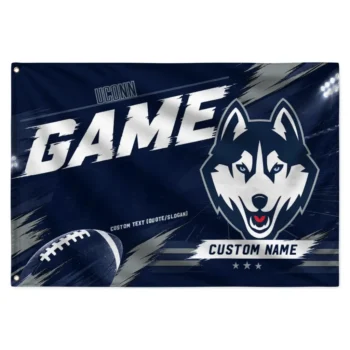 Uconn Huskies House Flag Personalized Action Streaks Blue Best Selling