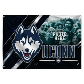 Uconn Huskies House Flag Personalized Diagonal Stripes Blue Best Selling