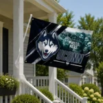 Uconn Huskies House Flag Personalized Diagonal Stripes Blue Best Selling