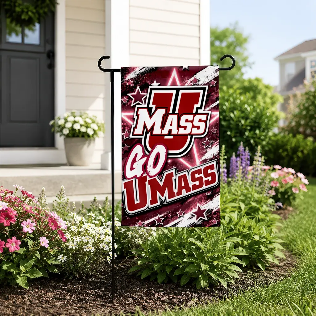 Umass Minutemen Garden Flag Custom Glowing Star Red New Arrival Umass Minutemen Garden Flag Custom Glowing Star Red New Arrival