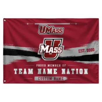 Umass Minutemen House Flag Personalized Brushed Streaks Red Best Selling
