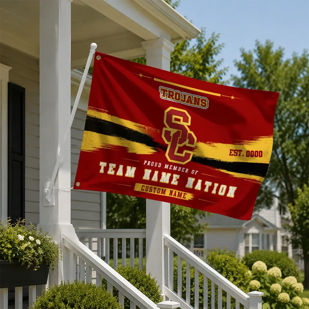 Usc Trojans House Flag Custom Brushed Streaks Red New Arrival Usc Trojans House Flag Custom Brushed Streaks Red New Arrival