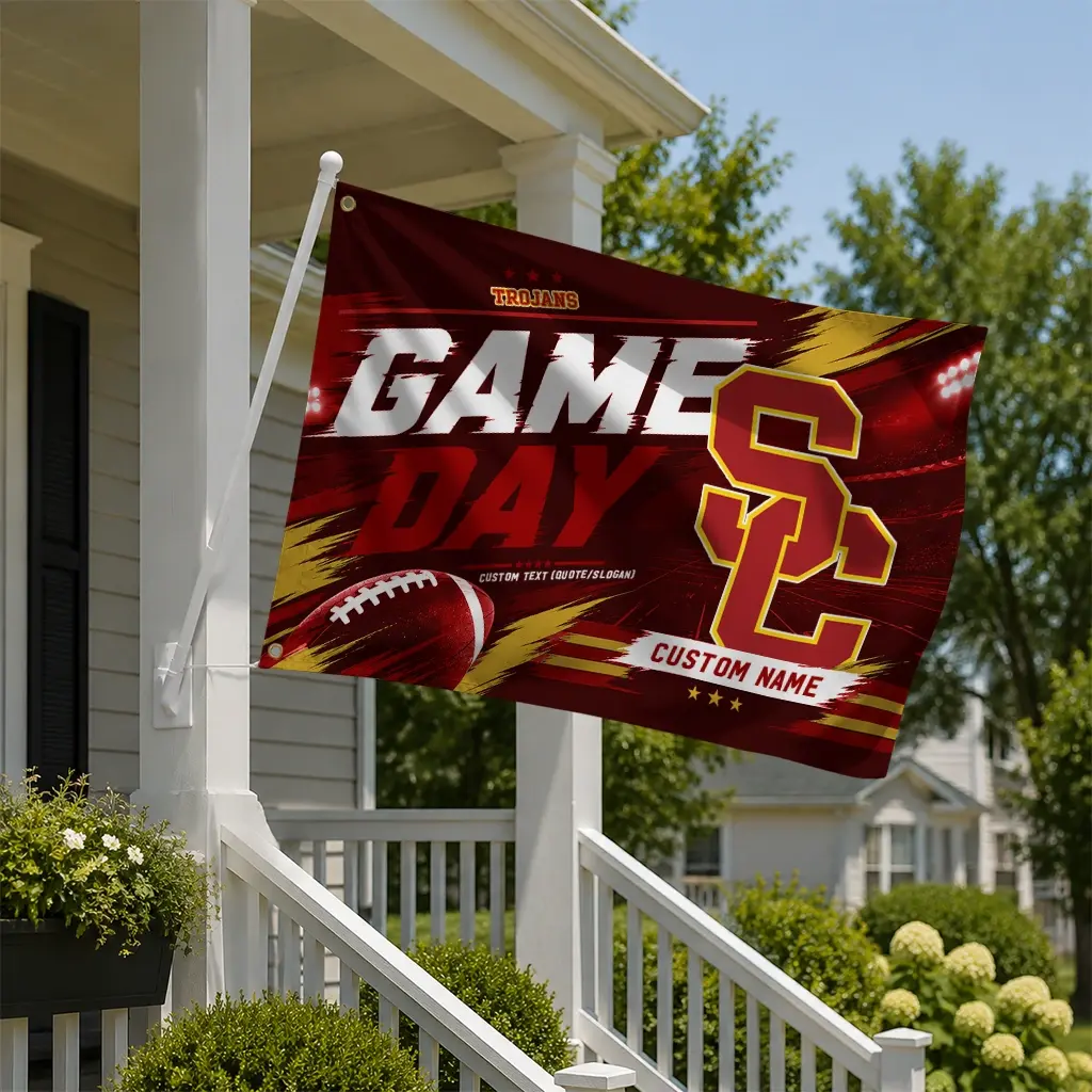 Usc Trojans House Flag Customized Action Streaks Red New Arrival Usc Trojans House Flag Customized Action Streaks Red New Arrival