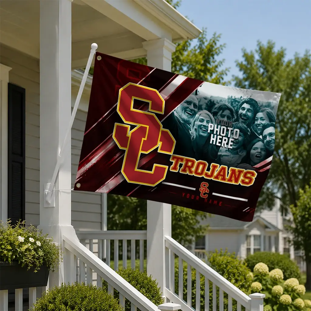 Usc Trojans House Flag Customized Diagonal Stripes Red New Arrival Usc Trojans House Flag Customized Diagonal Stripes Red New Arrival