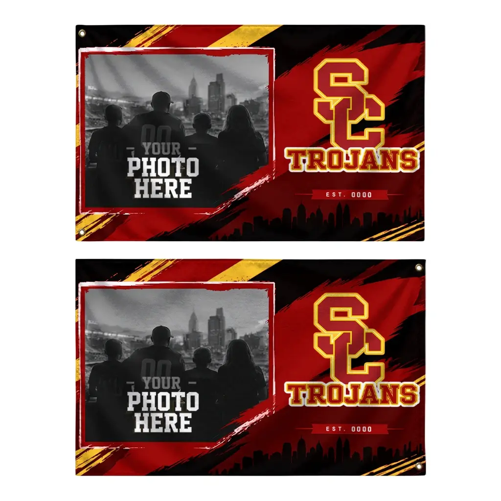 Usc Trojans House Flag Personalized Framed Photo Red Black Fashion Forward Usc Trojans House Flag Personalized Framed Photo Red Black Fashion Forward