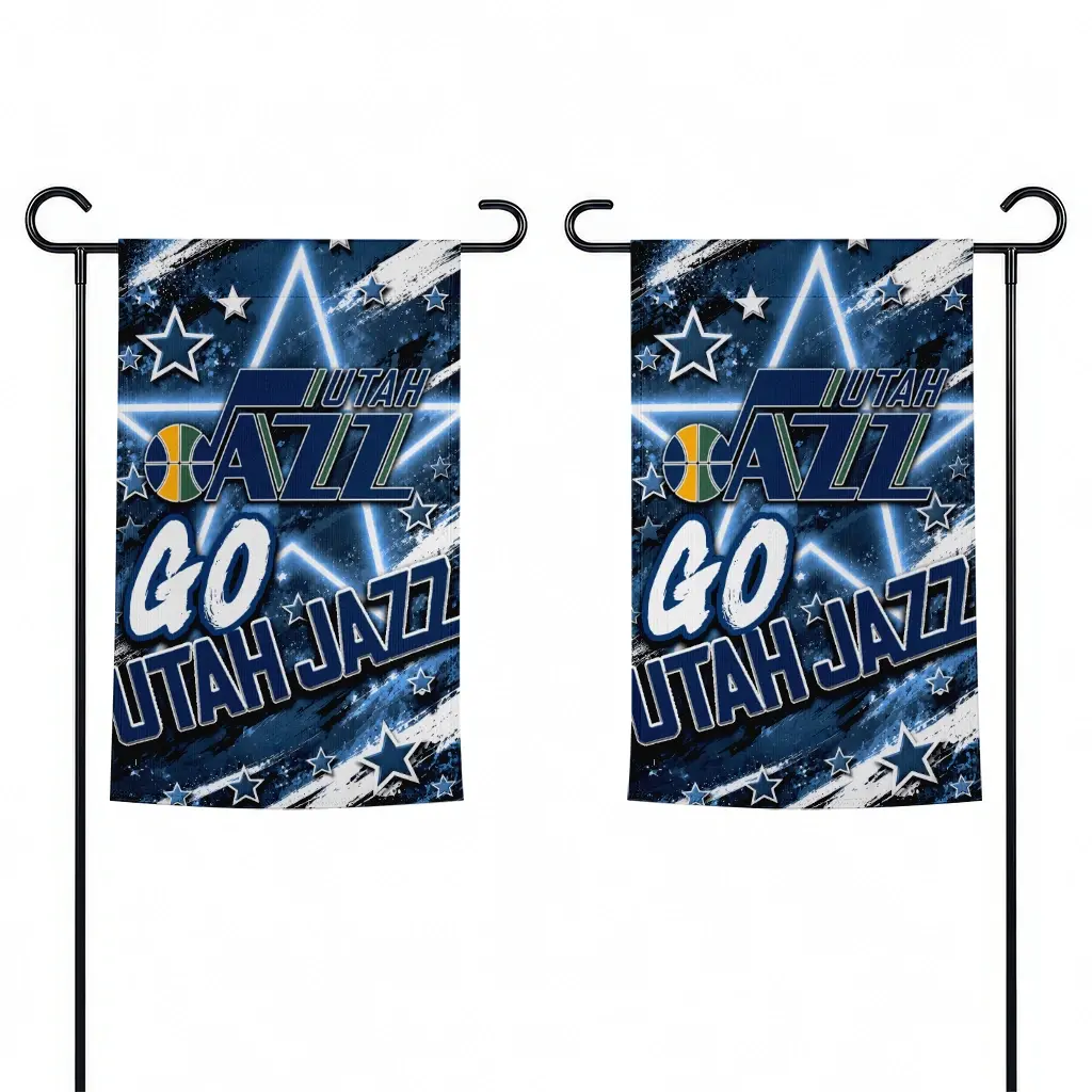 Utah Jazz Garden Flag Custom Glowing Star Navy Fashion Forward Utah Jazz Garden Flag Custom Glowing Star Navy Fashion Forward