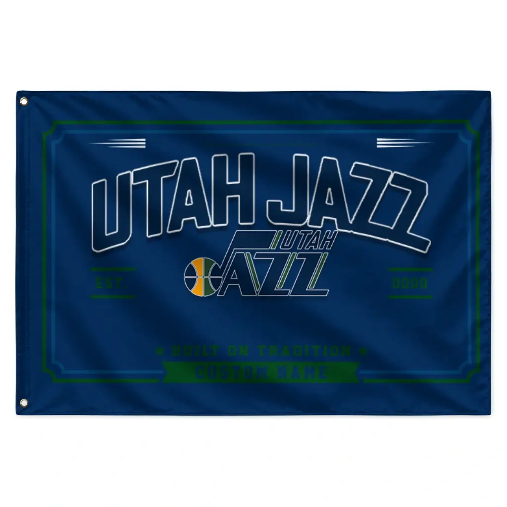 Utah Jazz House Flag Personalized Ornate Border Navy Best Selling Utah Jazz House Flag Personalized Ornate Border Navy Best Selling