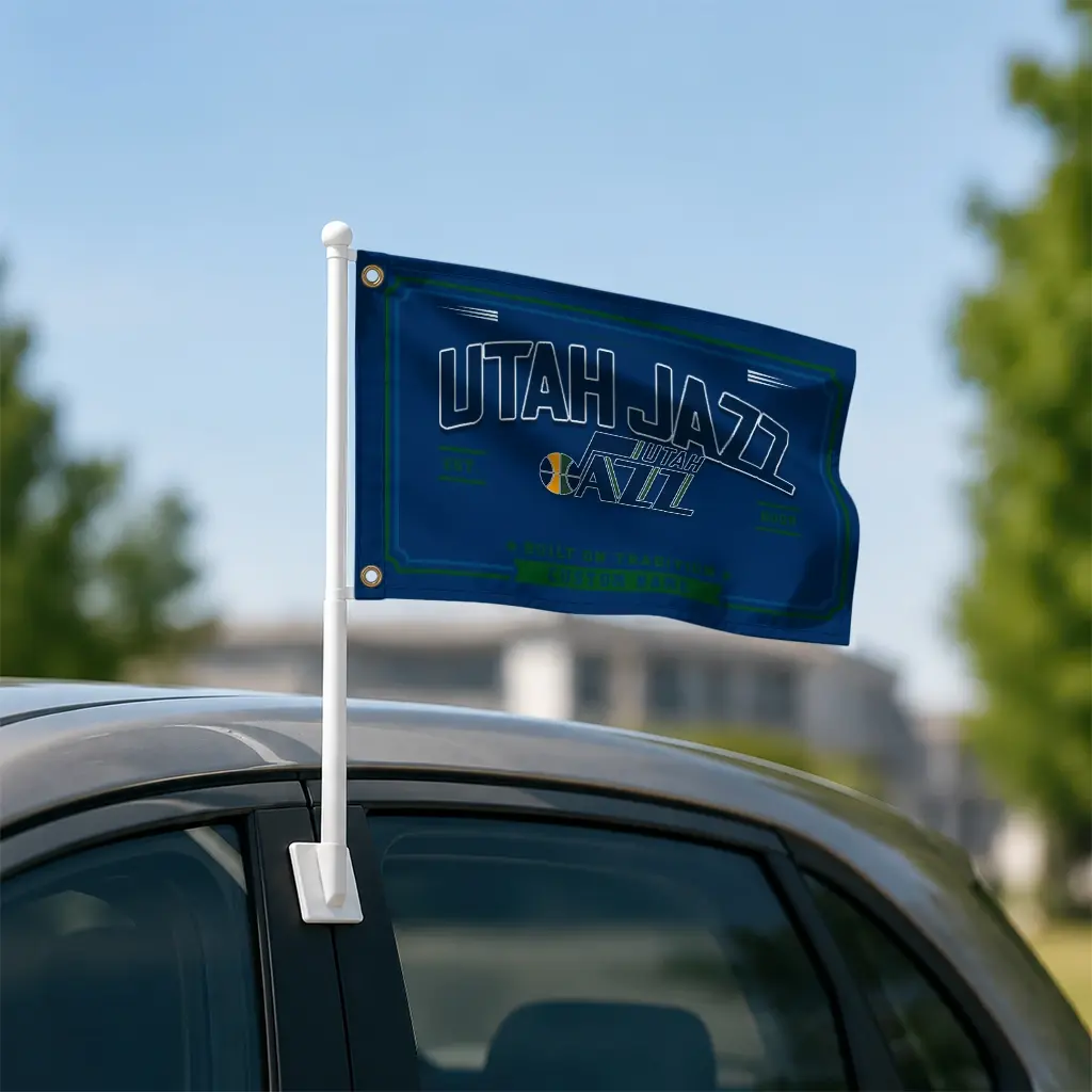 Utah Jazz House Flag Personalized Ornate Border Navy Latest Model Utah Jazz House Flag Personalized Ornate Border Navy Latest Model