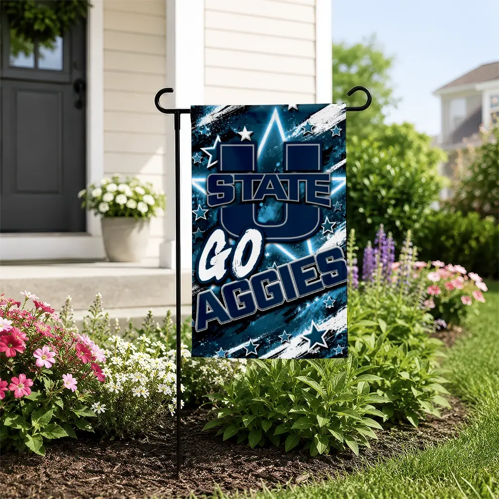 Utah State Aggies Garden Flag Customized Glowing Star Navy New Arrival Utah State Aggies Garden Flag Customized Glowing Star Navy New Arrival