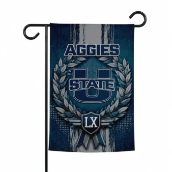 Utah State Aggies Garden Flag Personalized Laurel Wreath Navy Best Selling