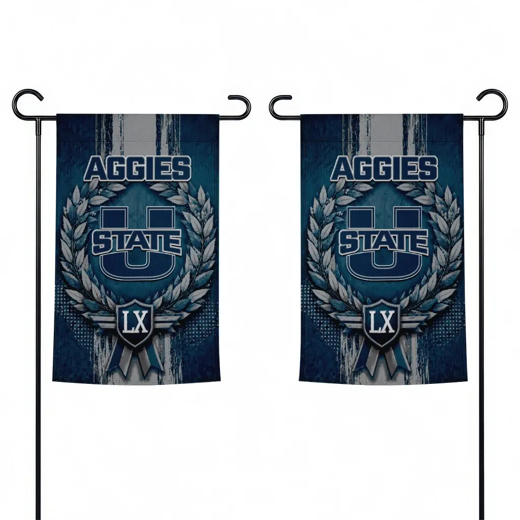 Utah State Aggies Garden Flag Personalized Laurel Wreath Navy Fashion Forward Utah State Aggies Garden Flag Personalized Laurel Wreath Navy Fashion Forward