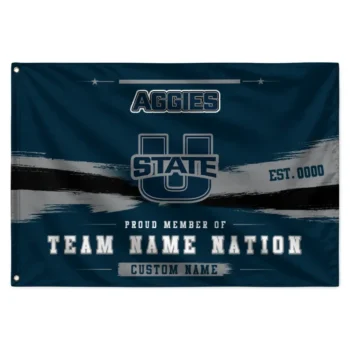 Utah State Aggies House Flag Custom Brushed Streaks Navy Best Selling