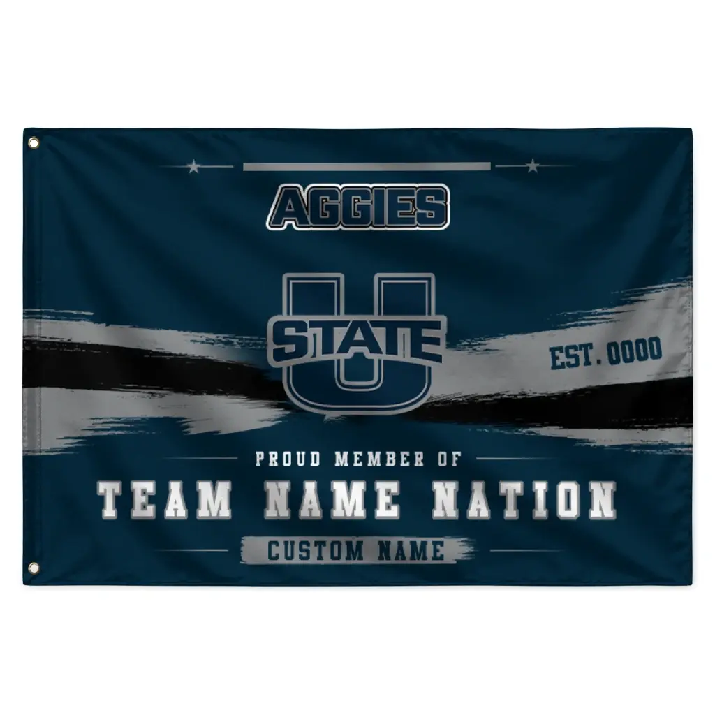 Utah State Aggies House Flag Custom Brushed Streaks Navy Best Selling Utah State Aggies House Flag Custom Brushed Streaks Navy Best Selling