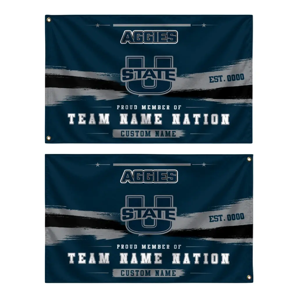 Utah State Aggies House Flag Custom Brushed Streaks Navy Fashion Forward Utah State Aggies House Flag Custom Brushed Streaks Navy Fashion Forward