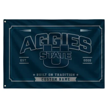 Utah State Aggies House Flag Custom Ornate Border Navy Best Selling
