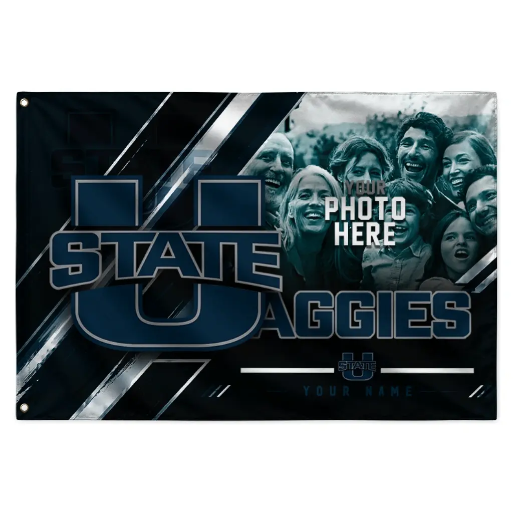Utah State Aggies House Flag Customized Diagonal Stripes Navy Best Selling Utah State Aggies House Flag Customized Diagonal Stripes Navy Best Selling